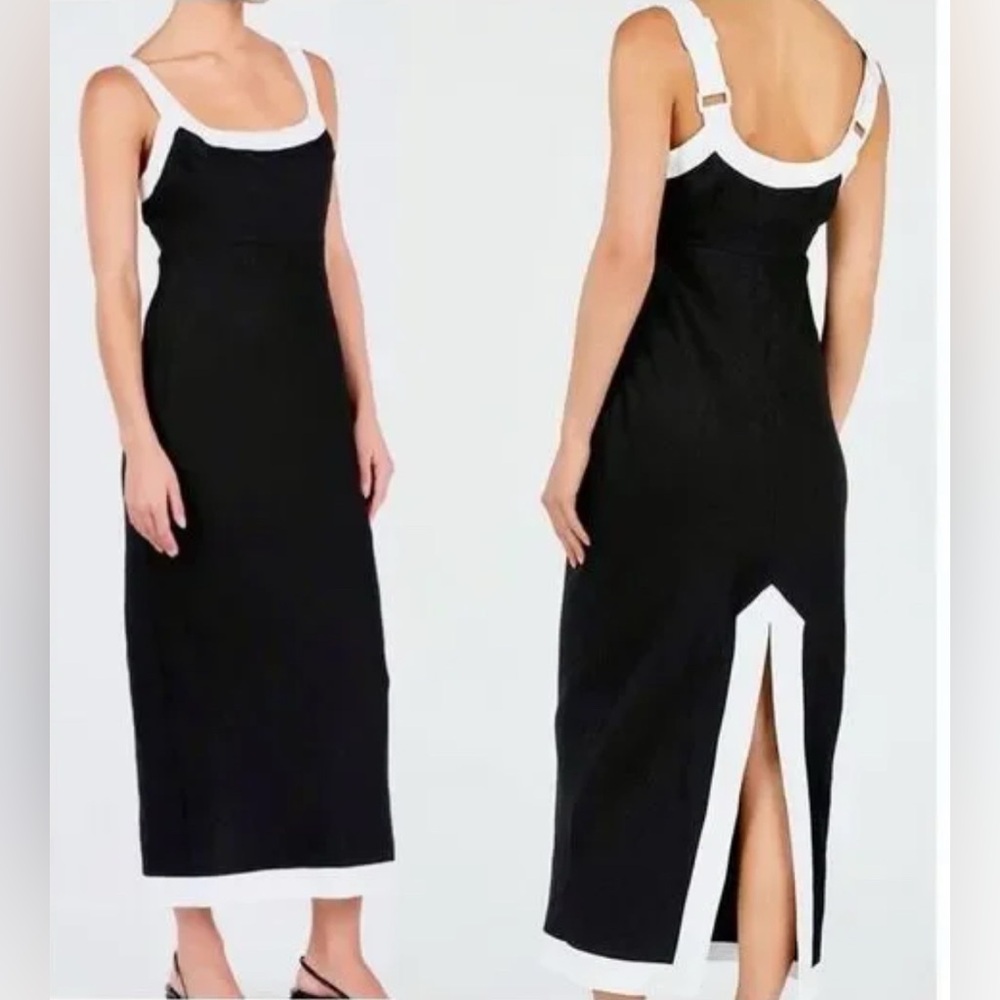 NWT 1. State Black and White Midi linen blended dress - size M